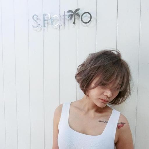 玫瑰砂晶色系、女生短髮、染髮