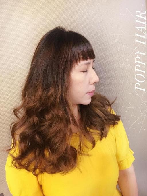 女生燙髮、手撥卷、浪漫大卷