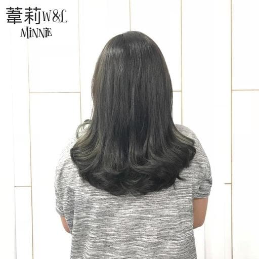 染髮、茶綠色、女生長髮