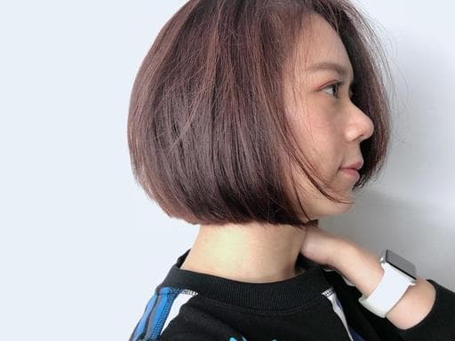 棕色系、清新中短髮-(耳下肩上)、玫瑰砂晶色系
