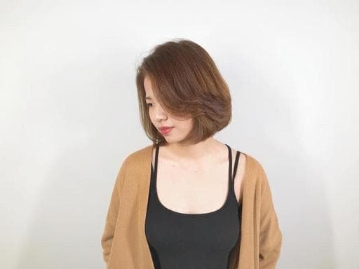 女生短卷髮-(耳下肩上)、女生短髮、棕色系