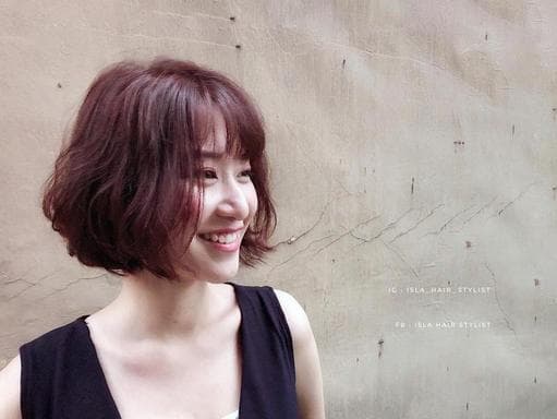 玫瑰砂晶色系、清新中短髮-(耳下肩上)、女生短卷髮-(耳下肩上)