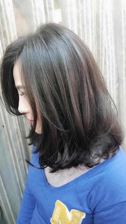 棕綠、及肩髮、女生中長髮