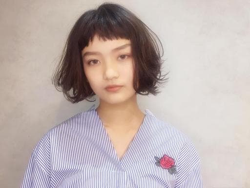 女生短髮、女生眉上瀏海、清新中短髮-(耳下肩上)