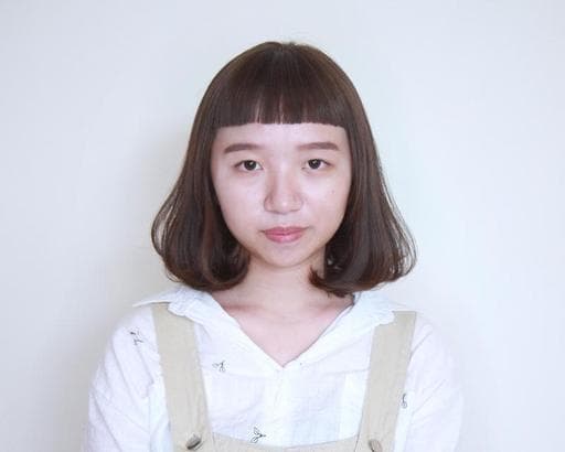 女生短髮、棕色系、女生眉上瀏海