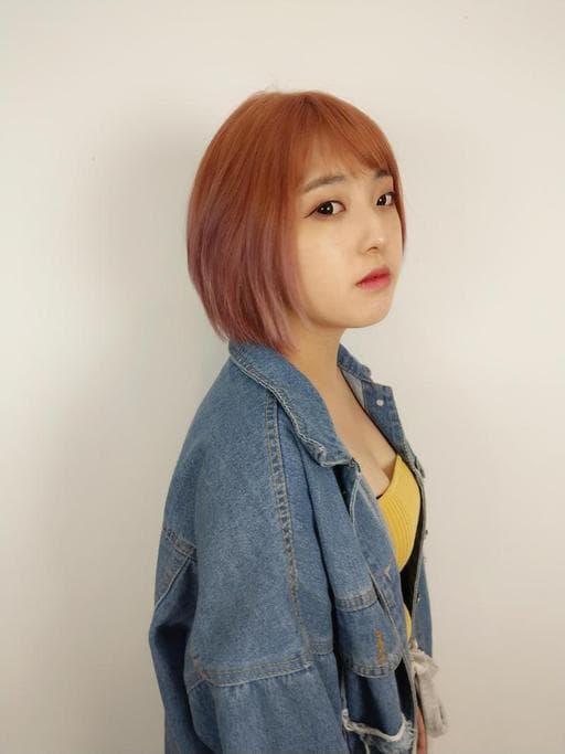 女生短髮、清新中短髮-(耳下肩上)、莓果色
