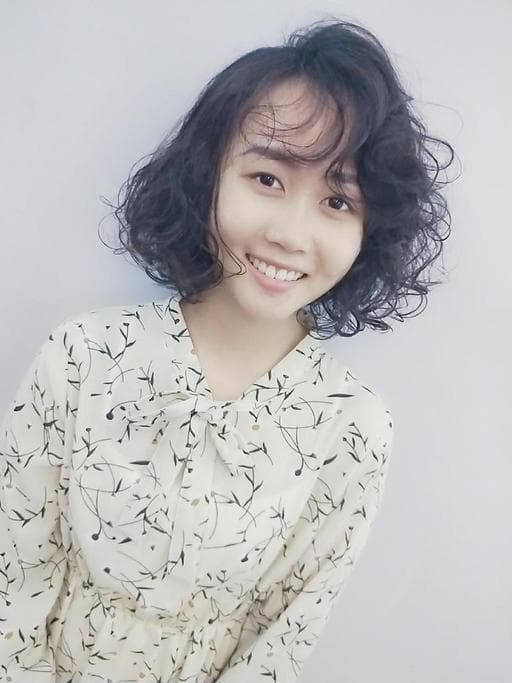 女生短髮、台南剪髮、女生短卷髮-(耳下肩上)