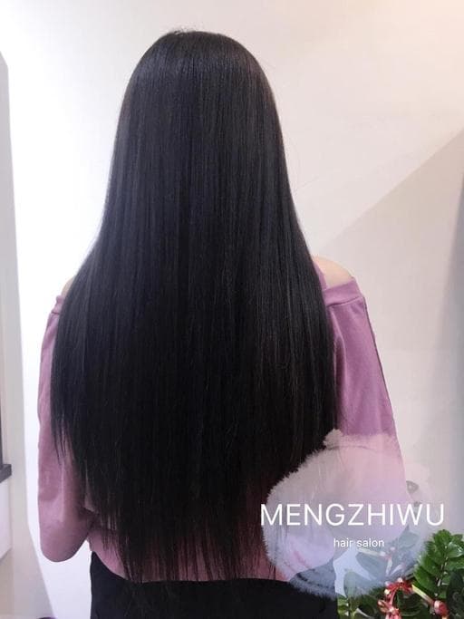 女生長髮、藍灰色、長直髮