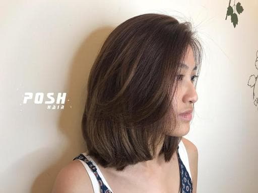 女生短髮、挑染、質感溫塑