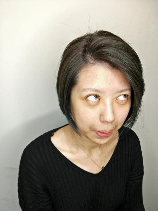 女生短髮、挑染、亞麻綠