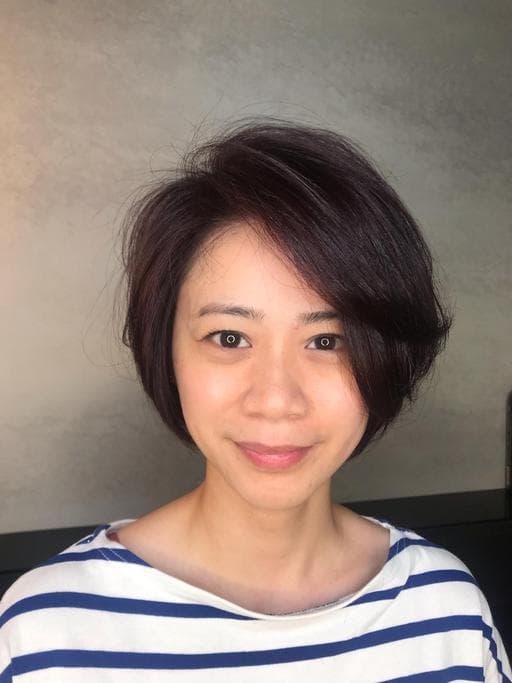 女生短髮、霧灰紫、女生染髮