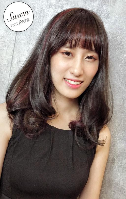 女生中長髮、挑染、女生染燙