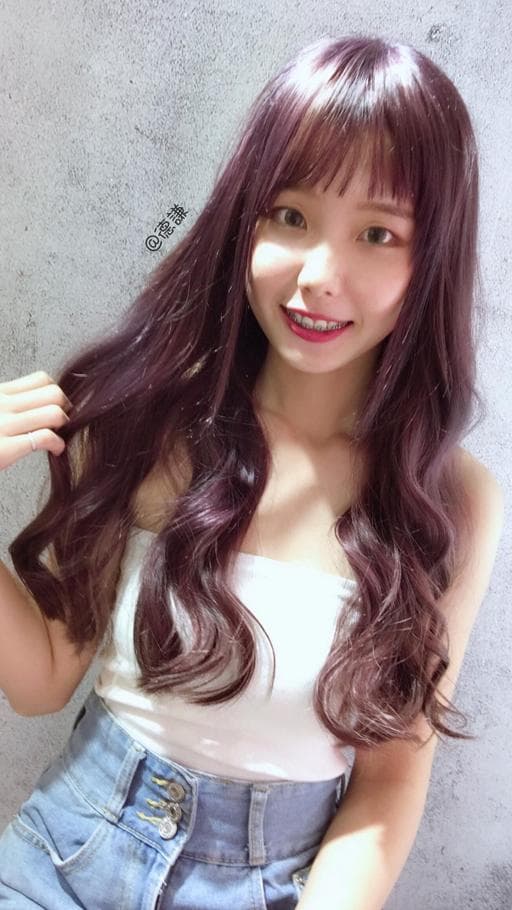 女生長髮、紫灰、霧灰紫