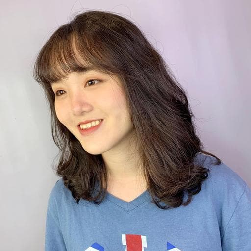 女生中長髮、溫塑燙、燙卷