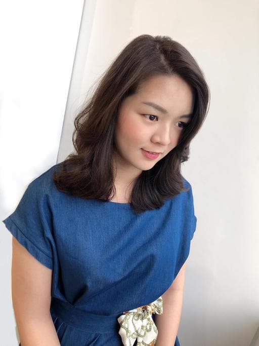女生中長髮、溫塑燙、髮妝燙
