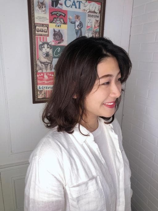 女生中長髮、溫塑燙、髮妝燙