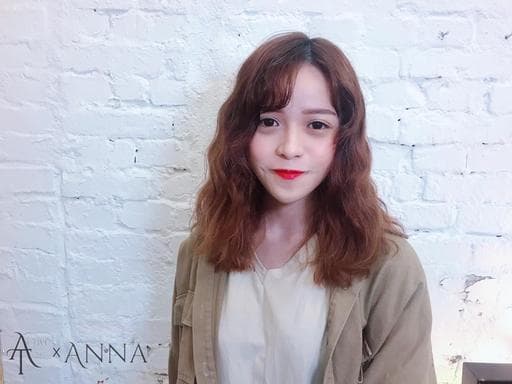 女生中長髮、女生染髮、水波紋