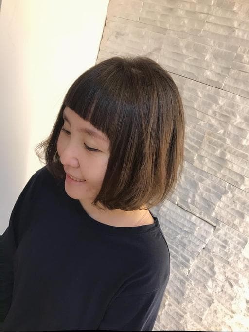 女生短髮、內彎、溫塑燙