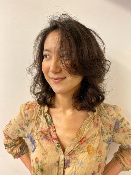 女生中長髮、溫塑燙、髮妝燙