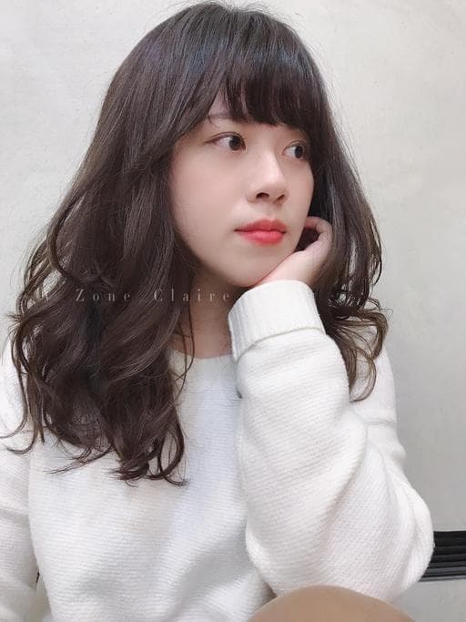 女生長髮、溫塑燙、短瀏海
