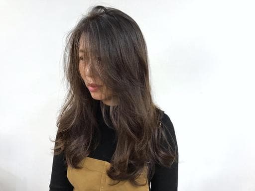 女生長髮、長瀏海、溫塑燙