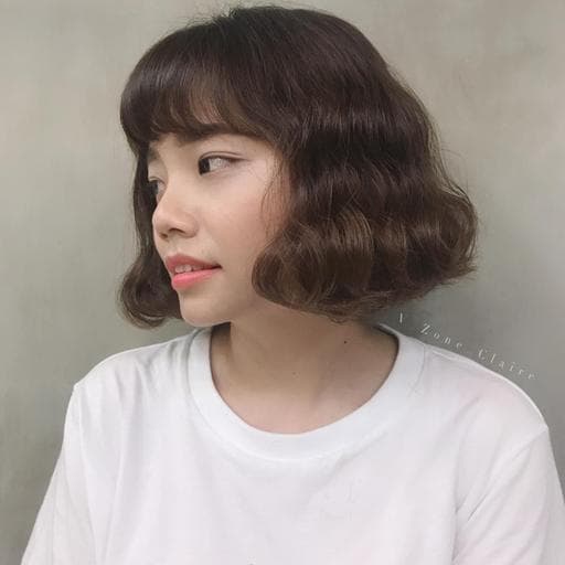 女生短髮、短瀏海、溫塑燙