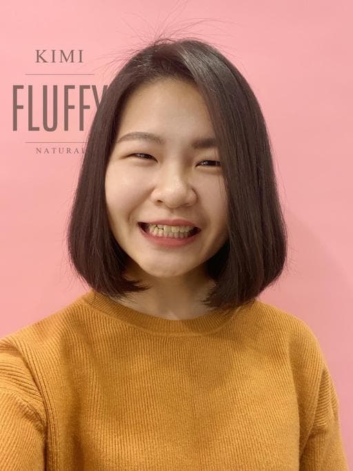 女生中長髮、長瀏海、C字燙
