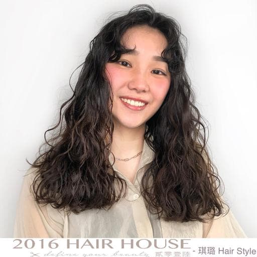 女生長髮、溫塑燙、短瀏海