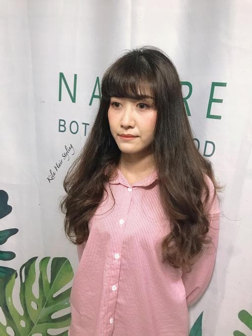短瀏海、女生長髮、溫塑燙
