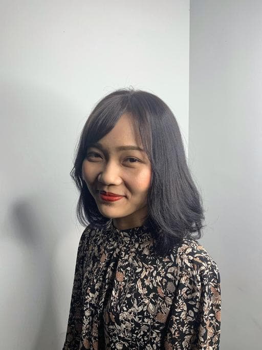 女生中長髮、女生染髮、不用漂髮
