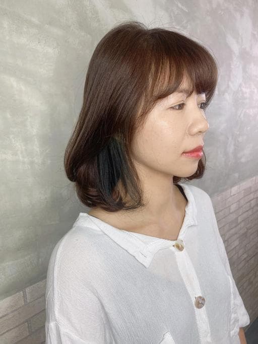 女生中長髮、女生染燙、短瀏海