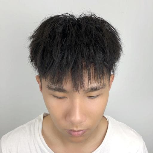 男生短髮、短瀏海、溫塑燙