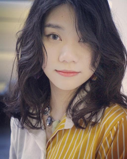 女生中長髮、長瀏海、溫塑燙
