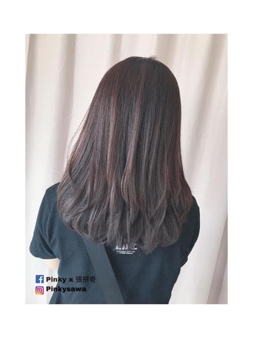 女生中長髮、長瀏海、女生染燙