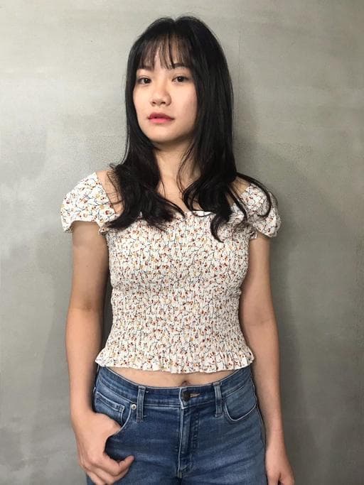 女生長髮、短瀏海、細軟髮