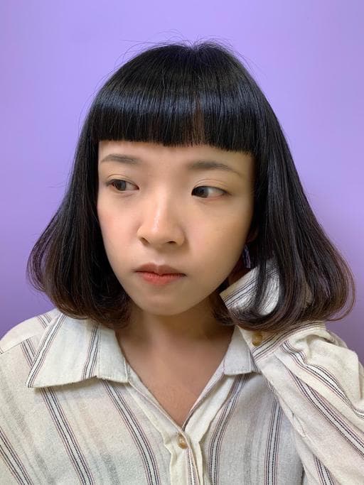 女生短髮、短瀏海、溫塑燙