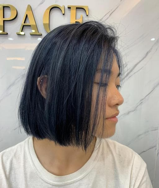女生短卷髮-(耳下肩上)、垠灰藍髮色