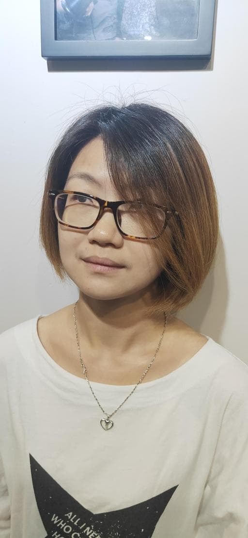 女生短髮、長瀏海、粗硬髮