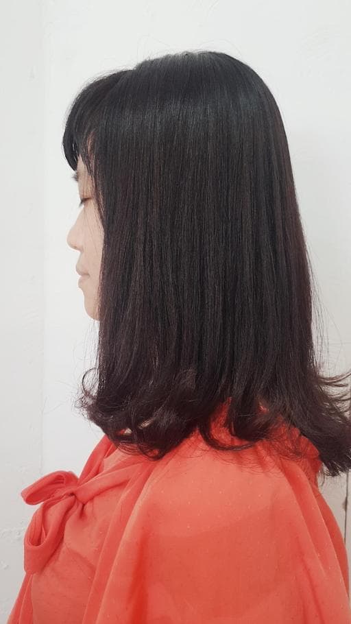 女生中長髮、溫塑燙、粗硬髮