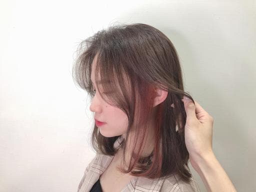 女生中長髮、女生染髮、不用漂髮