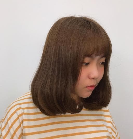 女生中長髮、長瀏海、女生染髮