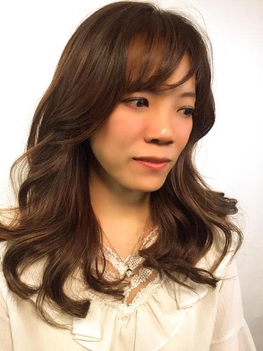 長瀏海、女生染燙、棕色系