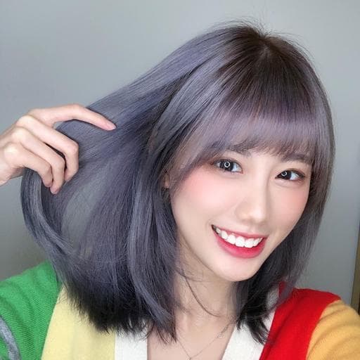 女生短髮、漂色、紫色系