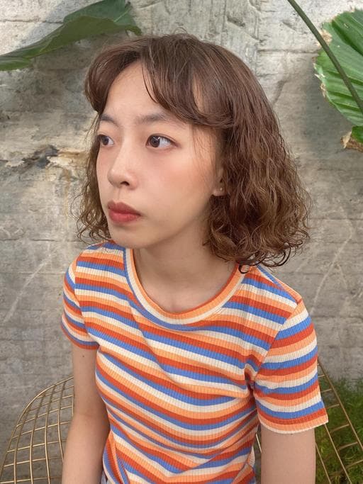 女生短髮、燙卷、水波紋卷