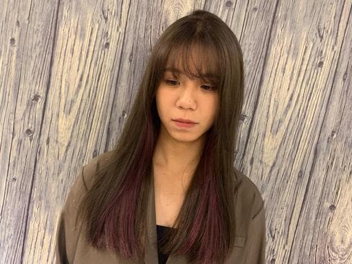 長瀏海、漂色、女生長髮