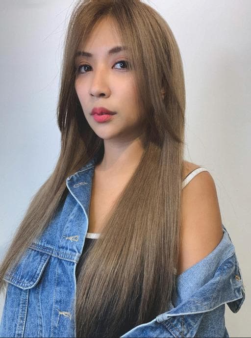長瀏海、漂色、女生長髮