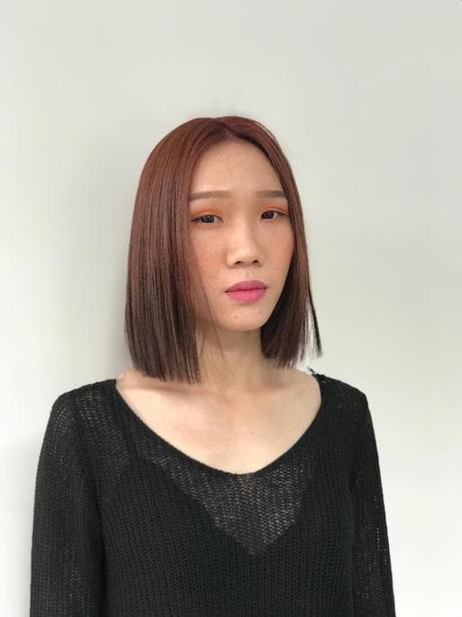 女生中長髮、女生染髮、不用漂髮
