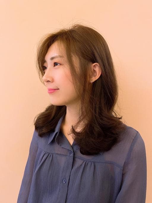 女生中長髮、長瀏海、女生染燙
