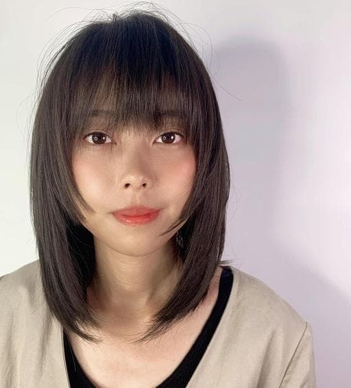 女生中長髮、女生染髮、短瀏海