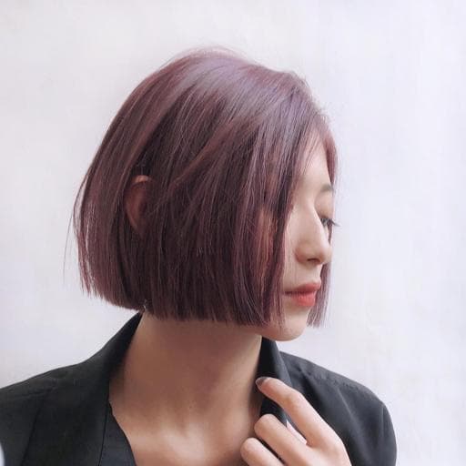 女生短髮、長瀏海、漂色